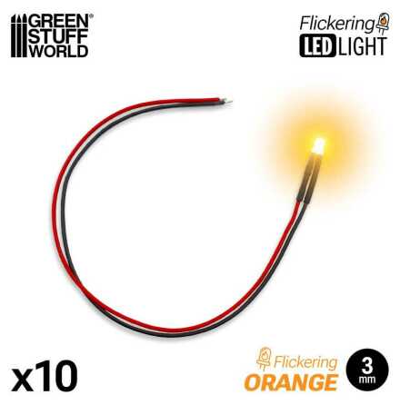 Orange Flickering LED Lights 3mm
