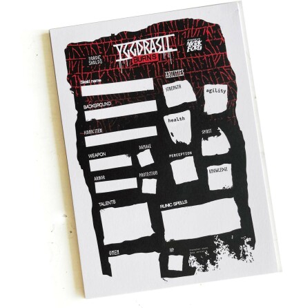 YGGDRASIL BURNS CHARACTER SHEET PAD