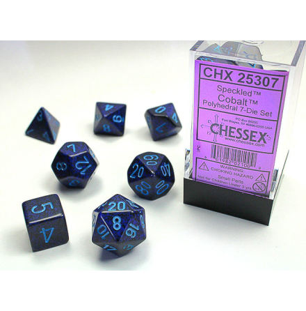 Speckled Polyhedral Cobalt 7-Die Set