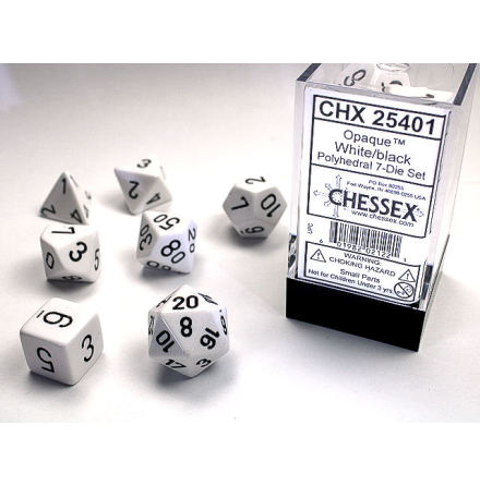 Opaque Polyhedral White/black 7-Die Set