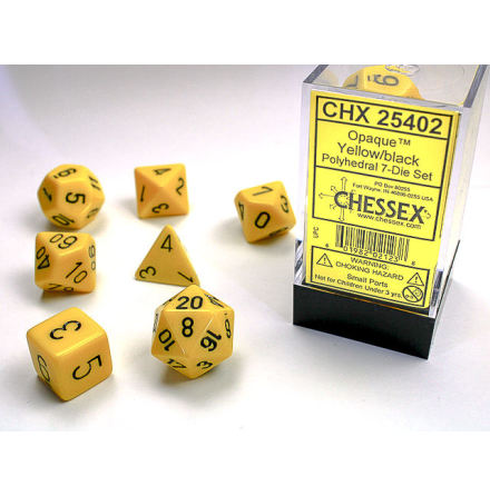 Opaque Polyhedral Yellow/black 7-Die Set