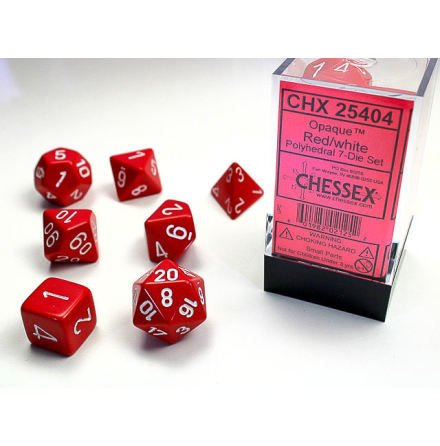 Opaque Polyhedral Red/white 7-Die Set