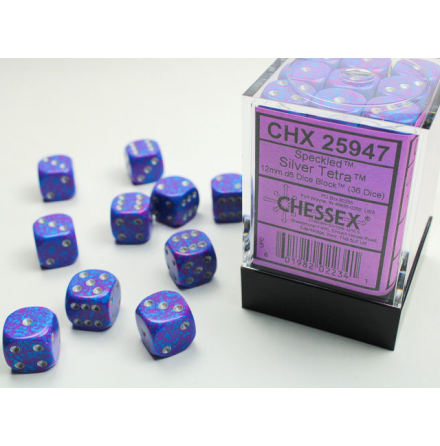 Speckled 12mm d6 Silver Tetra Dice Block (36 dice)