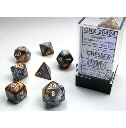 Gemini Polyhedral Copper-Steel/white 7-Die Set