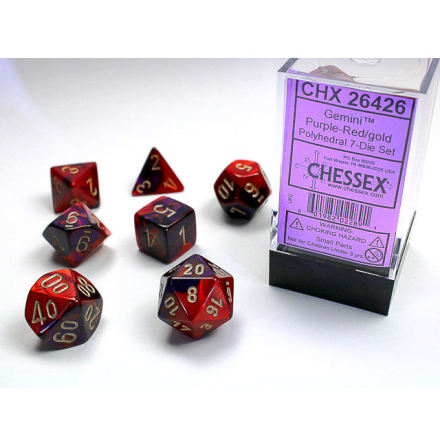 Gemini Polyhedral Purple-Red/gold 7-Die Set