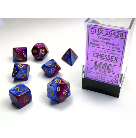 Gemini Polyhedral Blue-purple w/gold 7-Die Set