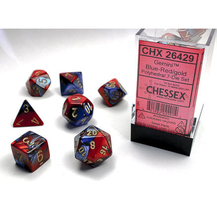 Gemini Polyhedral Blue-red w/gold 7-Die Set