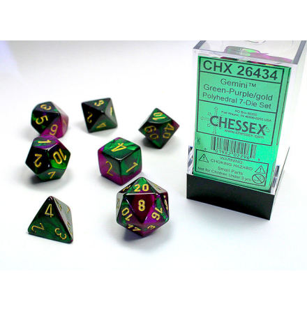 Gemini Polyhedral Green-Purple/gold 7-Die Set