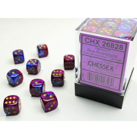 Gemini 12mm d6 Blue-purple/gold Dice Block (36 dice)