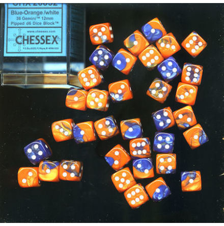 Gemini 12mm d6 Blue-orange/white Dice Block (36 dice)