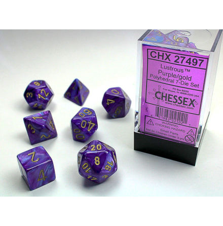 Lustrous Polyhedral Purple w/gold 7-Die Set