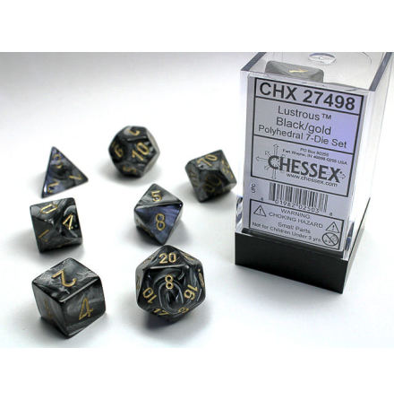 Lustrous Polyhedral Black w/gold 7-Die Set