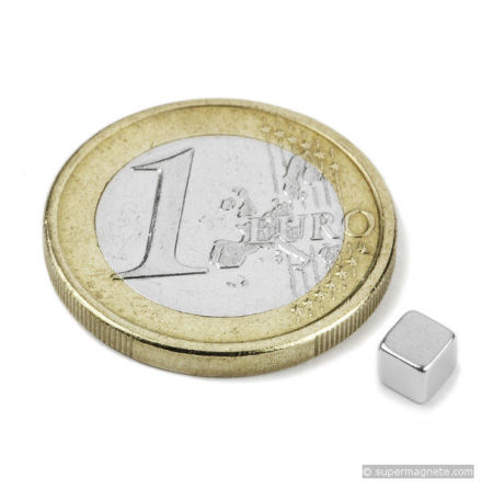 Disc Magnet Kub 4 mm (10st) Nickelpläterad 500g styrka