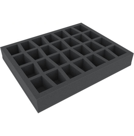 FS050C4BO 50 mm (2 inch) Figure Foam Tray with base and 28 slots for larger tabl