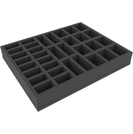 FSBR050BO 50 mm (2 inches) foam tray with different sized slots - with base - fu