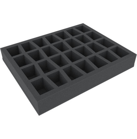 FS040C4BO 40 mm (1.6 inch) Figure Foam Tray with base and 28 slots for larger ta