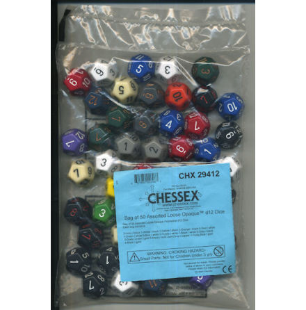 Opaque Bag of 50 Assorted Polyhedral d12 Dice