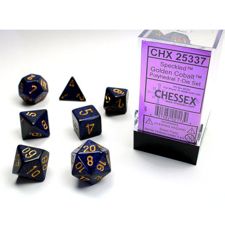 Speckled Polyhedral Golden Cobalt 7-Die Set