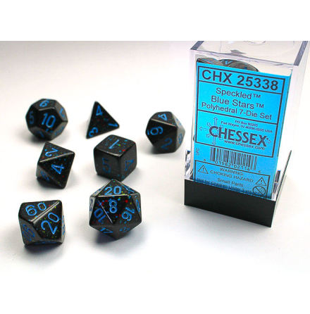 Speckled Polyhedral Blue Stars 7-Die Set