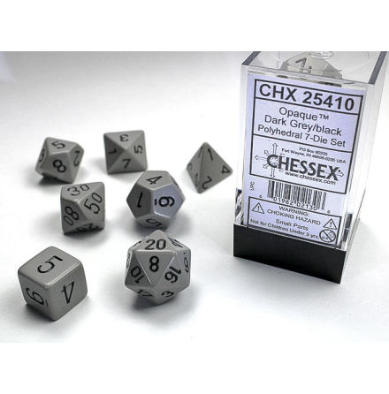 Opaque Polyhedral Grey/black 7-Die Set