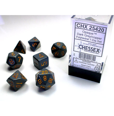 Opaque Polyhedral Grey/copper 7-Die Set