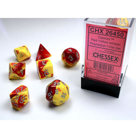 Gemini Polyhedral Red-yellow/silver 7-Die Set