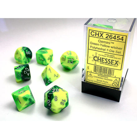 Gemini Polyhedral Green-yellow/silver 7-Die Set
