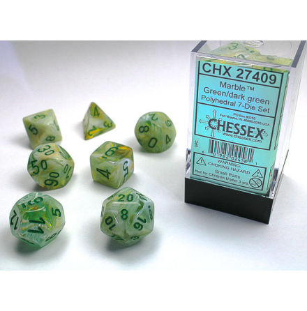 Marble Green/dark green 7-Die Set