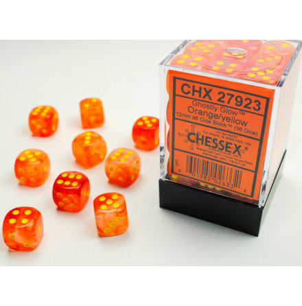 Ghostly Glow 12 mm d6 Orange/yellow Dice Block (36 dice)