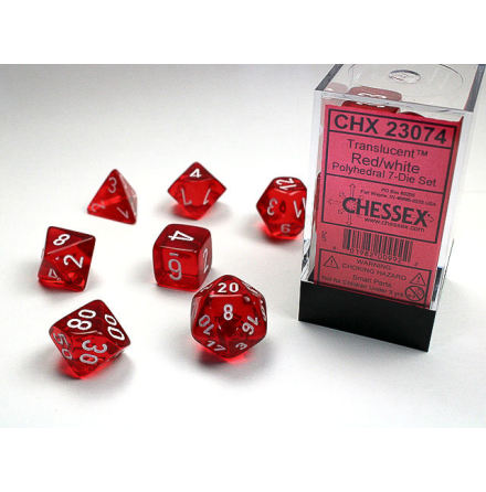 Translucent Polyhedral Red/white 7-Die Set