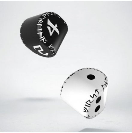 D2&D4 Runic Dice: 1x White&black D2 + 1x Black&white D4 (2)