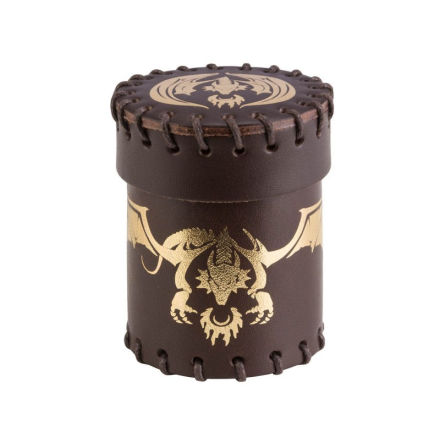 Flying Dragon Brown & golden Leather Dice Cup