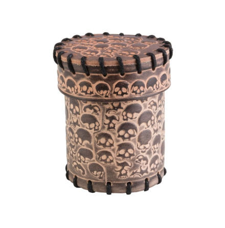 Skull Beige Leather Dice Cup