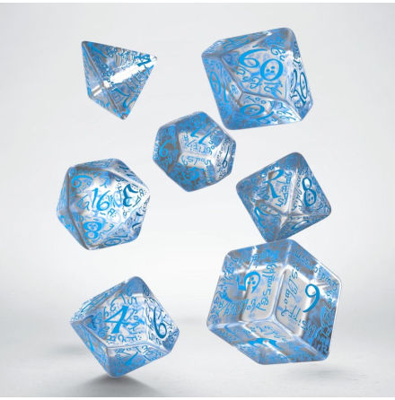 Elvish Translucent & blue Dice Set (7)