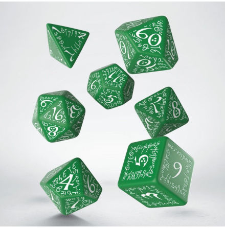 Elvish Green & white Dice Set (7)