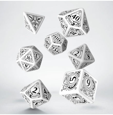 Steampunk White & black Dice Set (7)