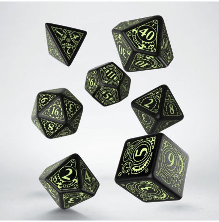 Steampunk Black & glow-in-the-dark Dice Set (7)