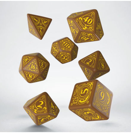 Steampunk Brown & yellow Dice Set (7)