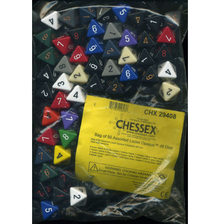 Opaque Bag of 50 Assorted Polyhedral d8 Dice