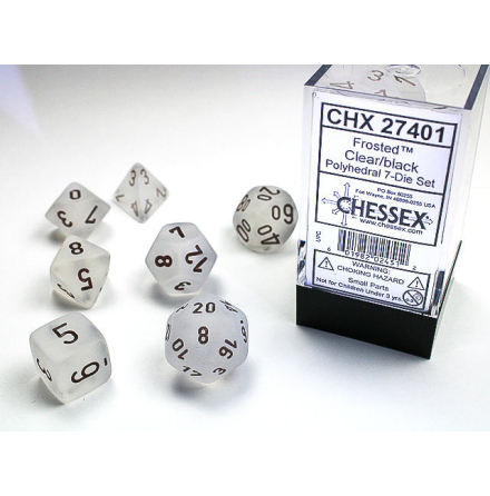 Frosted Polyhedral Clear/black 7-Die Set