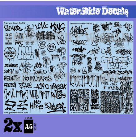 Waterslide Decals - Train and Graffiti Mix - Black