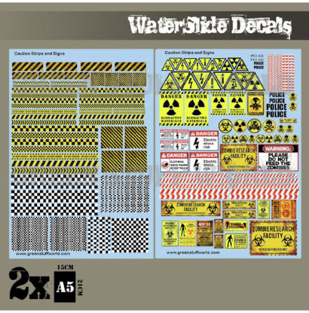 Waterslide Decals - Caution Strips and Signs