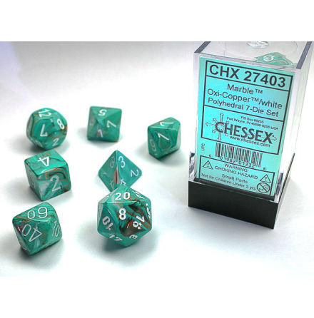 Marble Polyhedral Oxi-Copper/white 7-Die Set