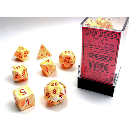 Festive Polyhedral Sunburst/red 7-Die Set
