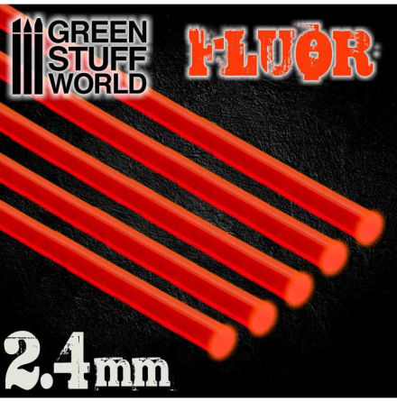 Acrylic Rods - Round 2.4 mm Fluor RED-ORANGE