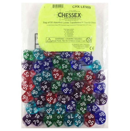 Limited Edition Bag of 50 Assorted Loose Translucent Polyhedral Tens 10s