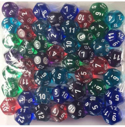 Limited Edition Bag of 50 Assorted Loose Translucent Polyhedral d12s