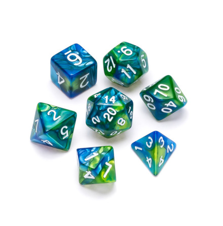 Marble Series: Blue & Green - Numbers: White