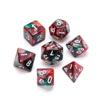 Marble Series: Red & Green - Numbers: White