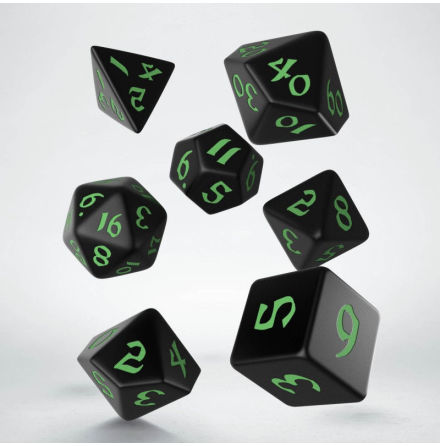 Classic Runic Black & Green Dice Set (7)